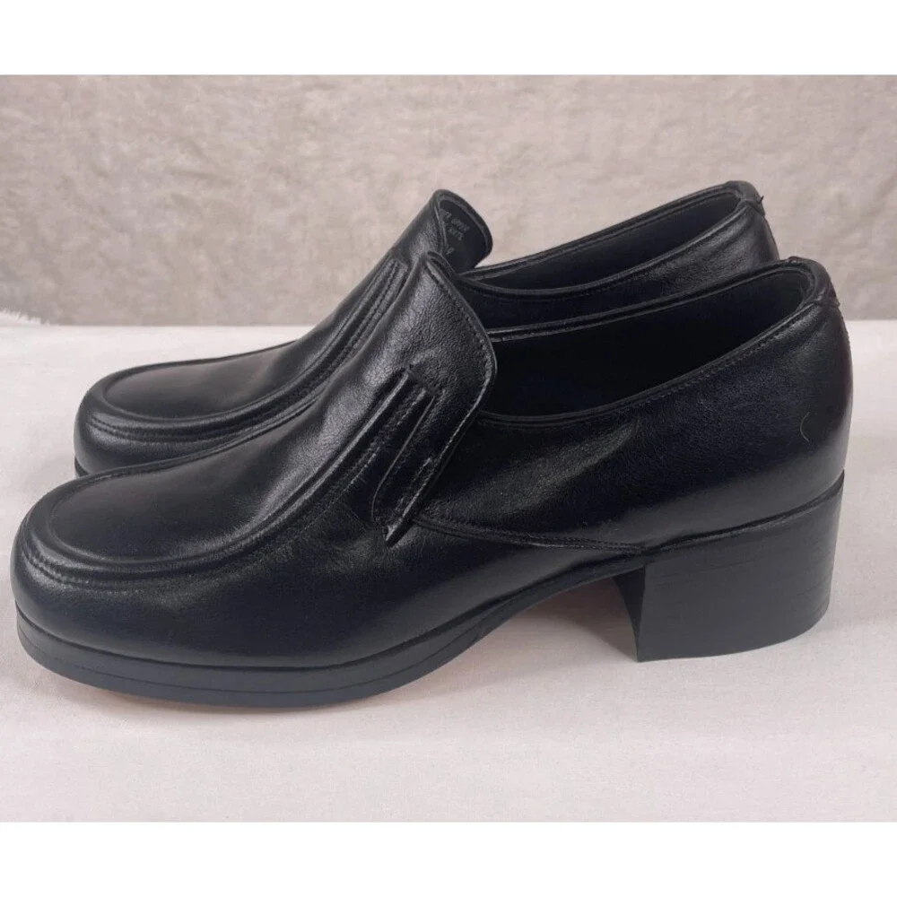 Vintage Tom Mcann Black Dress Shoes Mens Sz 8 Slip On Loafers Business Casual